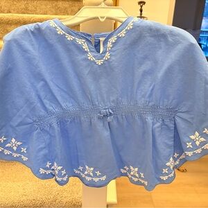 Gymboree Light Blue top with White Embroidery girls Size 4